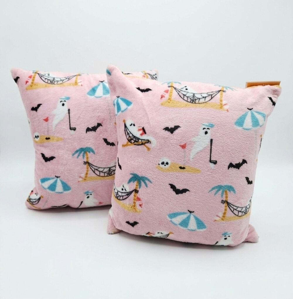 Summerween Pinkoween 18x18 Plush Pillow COVER ONLY NWOT Viral TikTok Ghosts